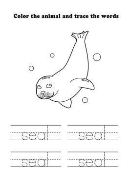 Çalışma Kağıdı Mühür Yüzme Pozisyonu İzleme Su Hayvanları