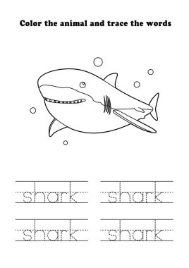 Çalışma Kağıdı Köpekbalığı Yüzme Rengi İzleme Su Hayvanları Öğrenme