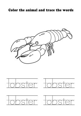 Çalışma Kağıdı Istakoz Renklendirme İzleme Su Hayvanı Öğrenme