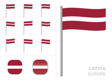Letonya Bayrak Avrupa Ülke Sallama Animasyon Uygulaması Simge Vektörü