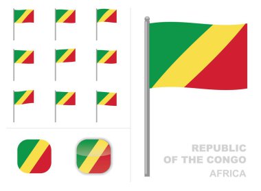 Kongo Bayrak Afrika Cumhuriyeti Dalga Animasyon Uygulaması Simge Vektörü