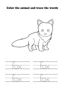 Çalışma Kağıdı Öğrenme Kutup Tilkisi Renklendirme İzleme