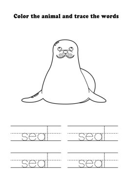 Çalışma Kağıdı Mührü Oturma Rengi İzleme Su Hayvanları