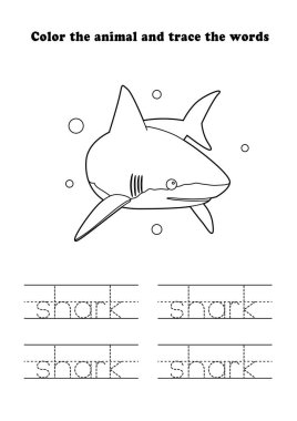 Çalışma Kağıdı Köpekbalığı Yüzme Yüzme Rengi İzleme Su Hayvanları