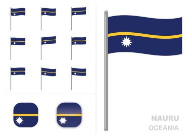 Nauru Flag Oceania Ülke Dalgalanan Animasyon Uygulaması Simge Vektörü