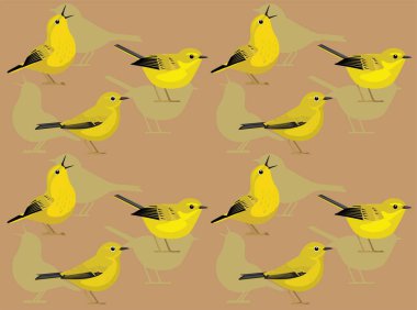 Sarı Warbler Kuş Şirin Çizgi Film Karakteri Kusursuz Duvar Kağıdı Arkaplanı