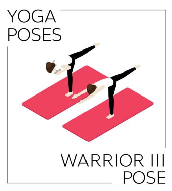 Yoga Savaşçısı III Isometric Vektör Kümesi