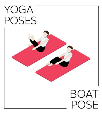Yoga Tekne Duruşu Isometric Vektör Kümesi