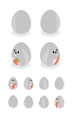 Yumurta Tavşanı Gri Paskalya Isometric Dönen Animasyon Çerçevesi