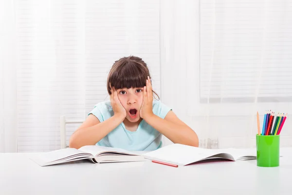 Panicking little school girl — Stock Photo, Image