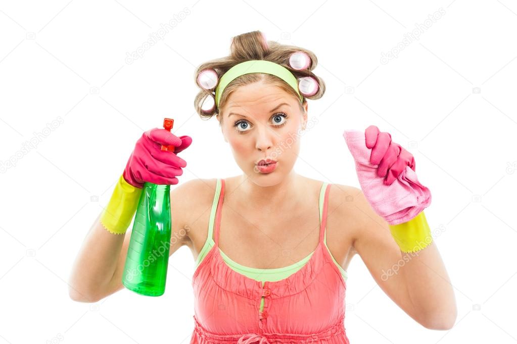 Woman obsessed with cleaning