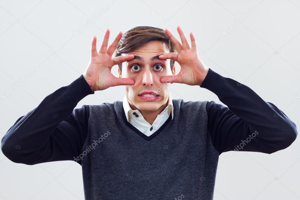 Businessman is trying to keep his eyes open