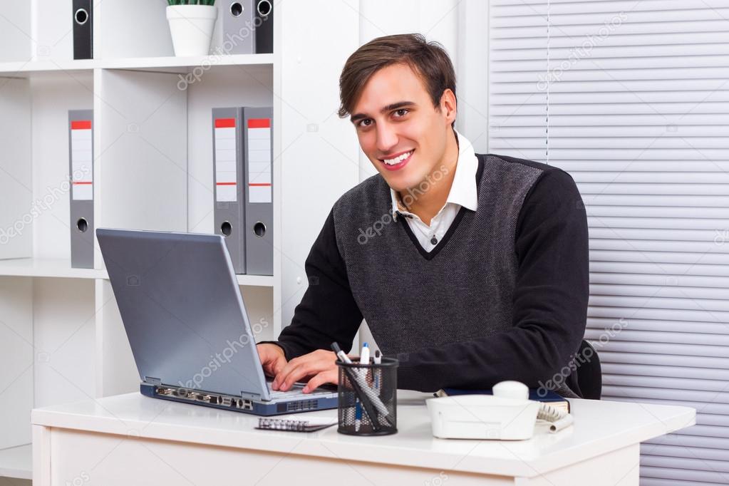 Businessman using laptop