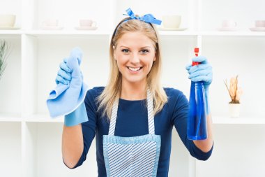 housewife is ready for cleaning clipart