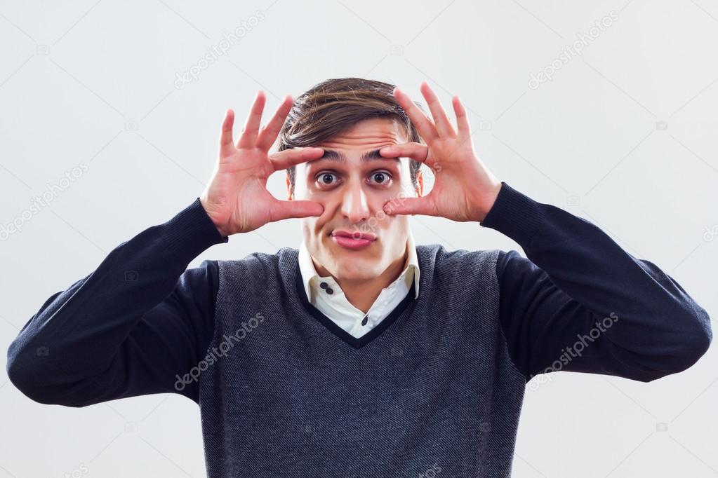Businessman is trying to keep his eyes open