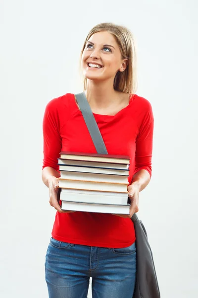 Estudiante chica sosteniendo libros — Foto de Stock