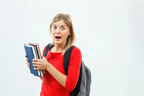 Shocked student girl — Stock Photo, Image