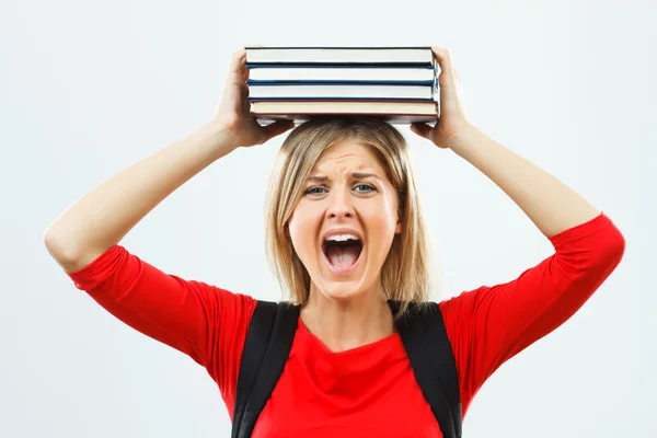 Triest schreeuwende student meisje — Stockfoto