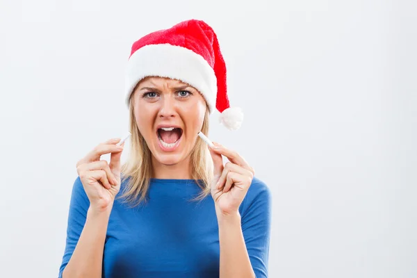 Santa mujer rompiendo cigarrillo — Foto de Stock