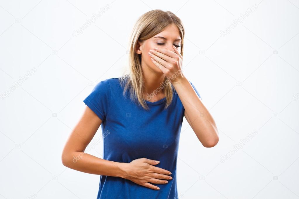 young woman feeling sick