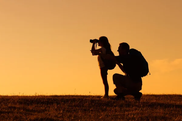 Padre viajando con chica — Foto de Stock