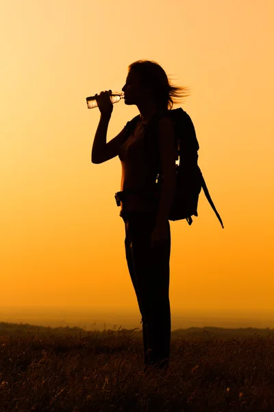 Mujer que viaja en la naturaleza — Foto de Stock