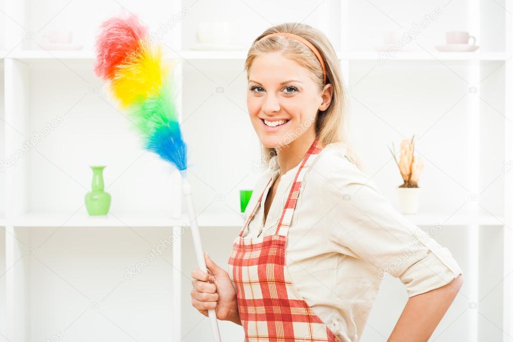 Young housewife with brush