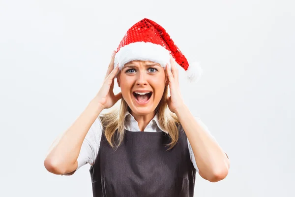 Stressade santa kvinna — Stockfoto