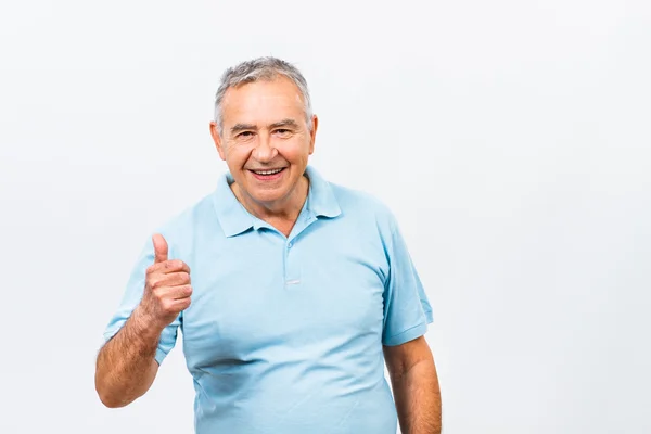 Idősebb ember felbukkan a hüvelykujj — Stock Fotó