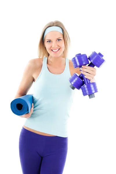 Mujer haciendo ejercicio con pesas — Foto de Stock