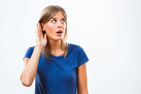 Young woman is listening — Stock Photo, Image