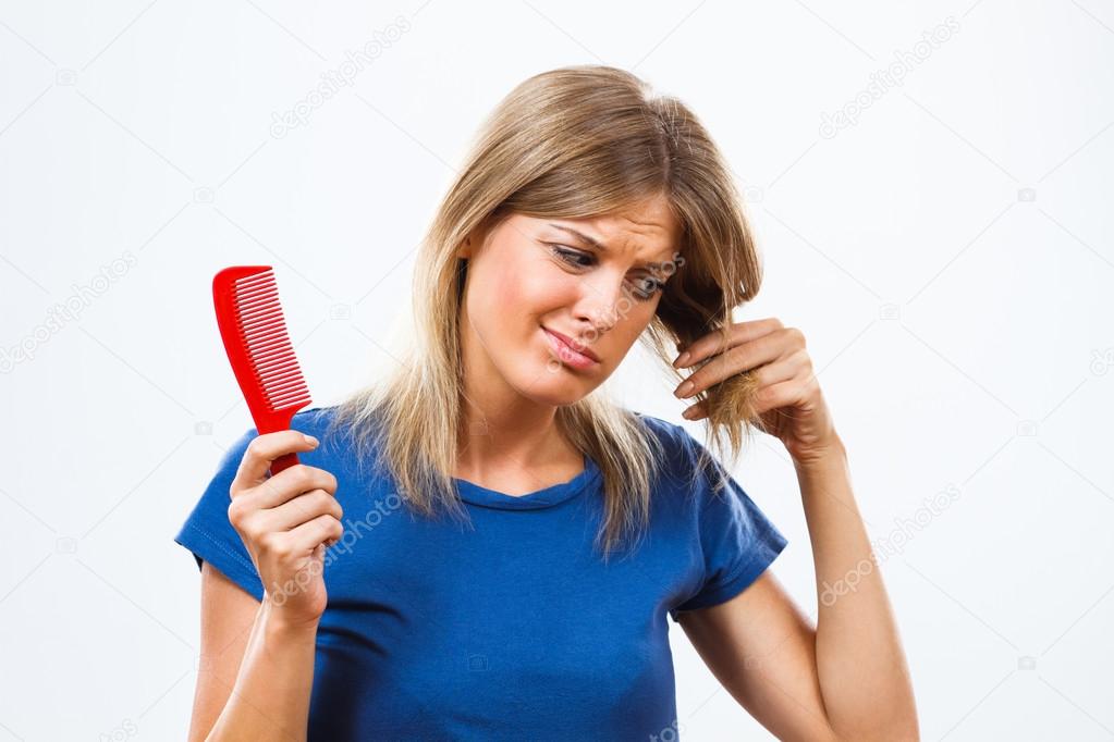young woman losing hair