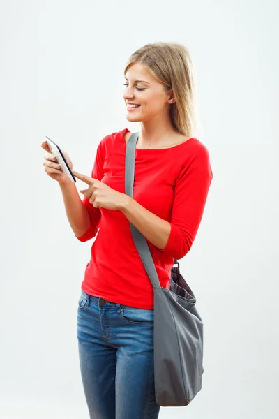 Studente ragazza con tablet digitale — Foto Stock