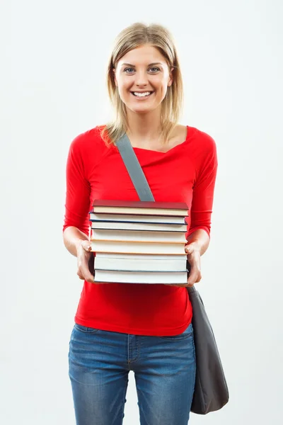 Estudante menina com livros — Fotografia de Stock