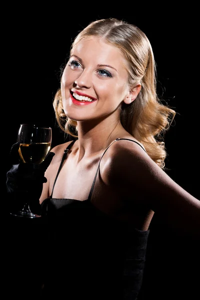 Woman drinking wine — Stock Photo, Image