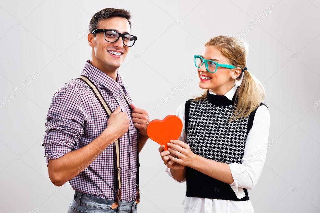 woman giving heart to man