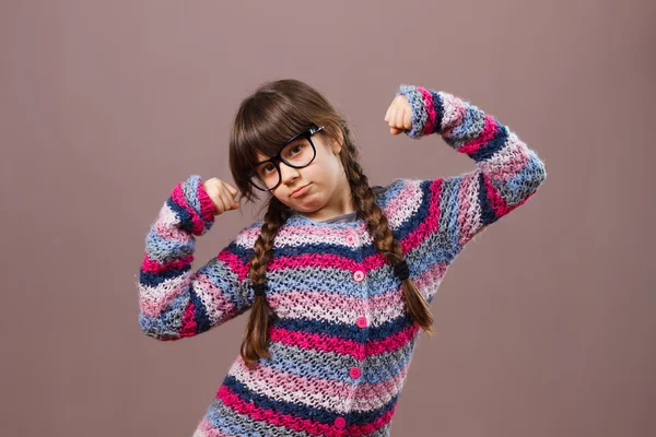 Little nerd confident girl — Stock Photo, Image