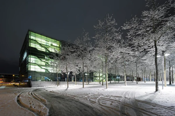 Street view of Hannover at winter evening. — Stock Photo, Image