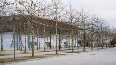 Hannover, Almanya - 22 Şubat 2014: Expo Plaza Hannover fuar, dünyanın neresinde yer en büyük sergi.