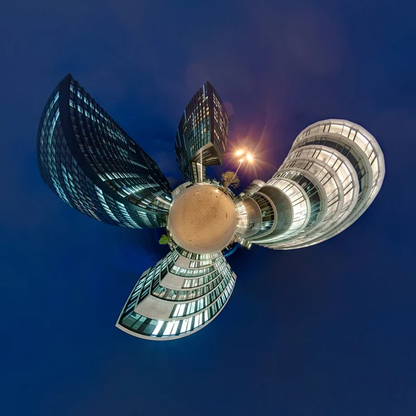 Little planet panorama of Medienhafen in Dusseldorf, Germany — Stock Photo, Image