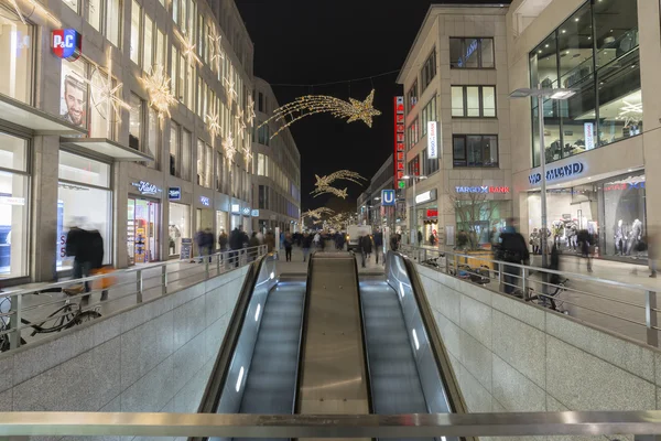 Christmas illumination on streets in the center of Hannover — Stock Photo, Image