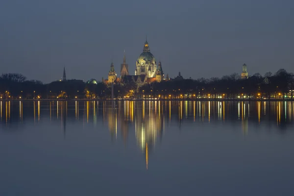 Maschsee in de avond van Hannover — Stockfoto