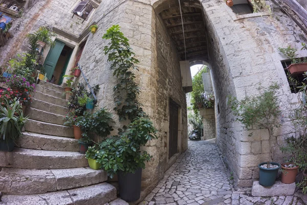 Uitzicht op straat in de oude stad Trogir — Stockfoto