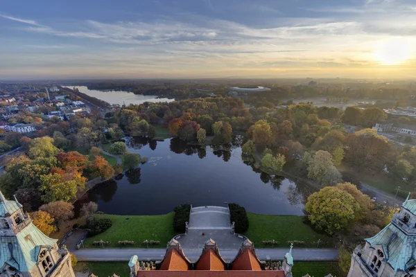 Maschsee. Aerial view of Hannover. — Stock Photo, Image
