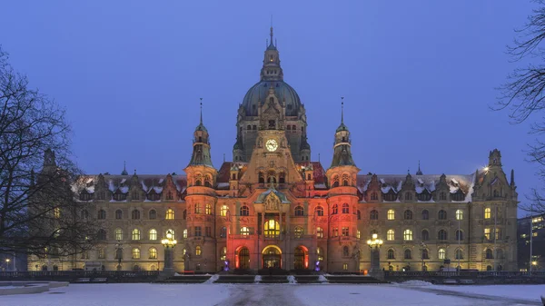 Rathaus Hannover no inverno — Fotografia de Stock