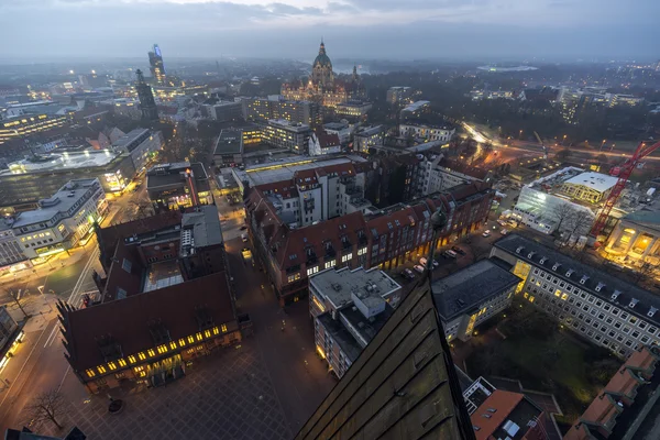 Aerial view of Hannover at evening. — Stock Photo, Image