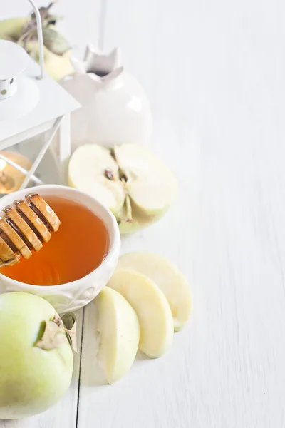 Äpple och honung bakgrund — Stockfoto