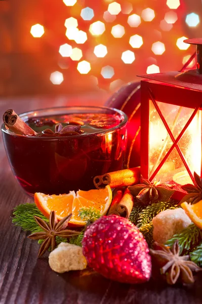 Christmas mulled wine with spices — Stock Photo, Image