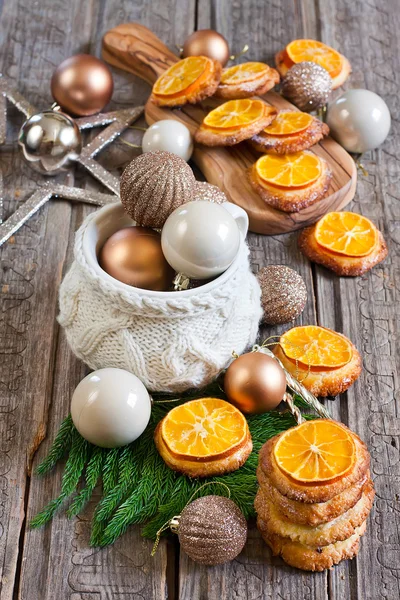 Christmas cookies with tangerine — Stock Photo, Image