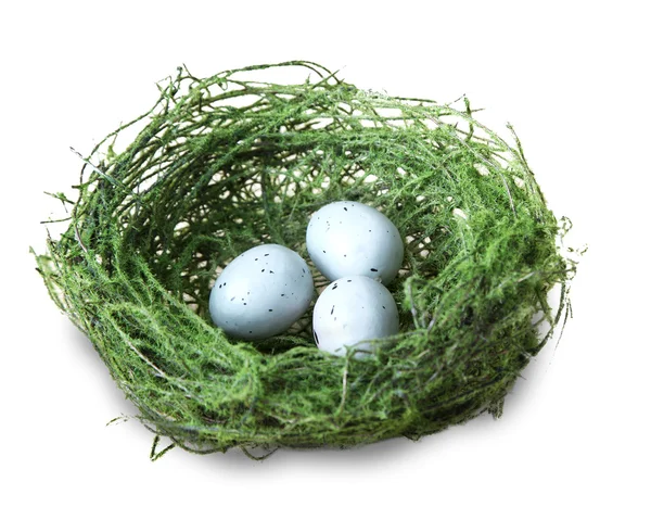 Isolated birdnest and eggs Stock Picture